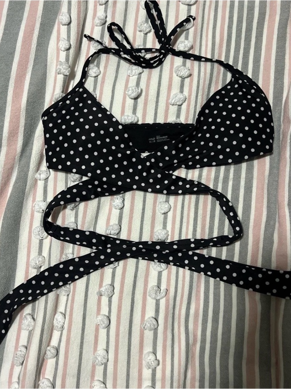 aerie Black and White Polka Dot Bikini Top